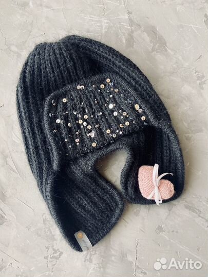 Шапка ушанка женская вязаная