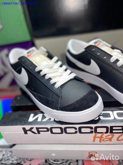 Nike Blazer Low Black White Swoosh (Арт.51552)