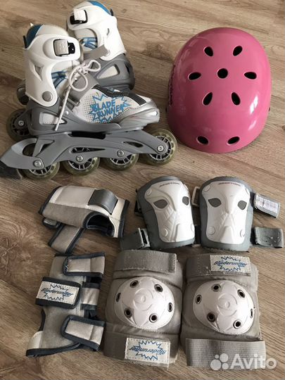 Роликовые коньки bladerunner 19 см. Защита и шлем