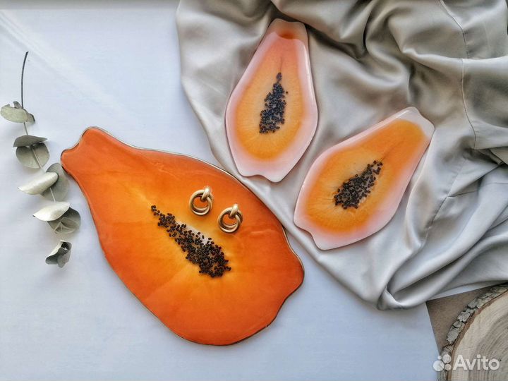 Сервировочный набор папайя эпоксидная смола