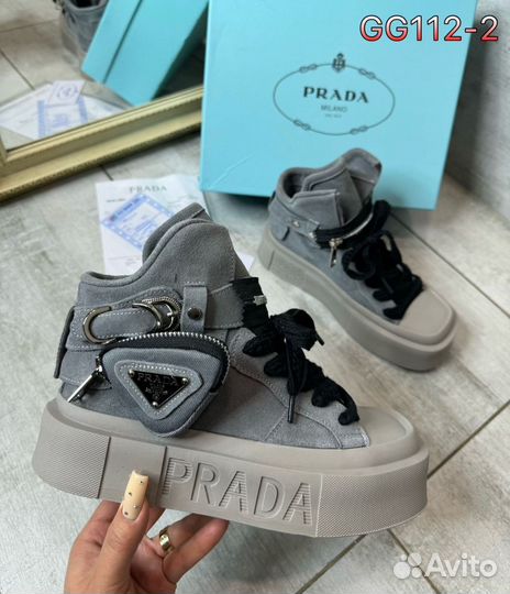 Кеды высокие prada текстиль