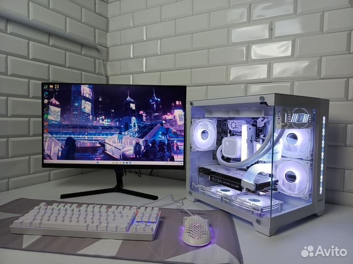 Мощный белый игровой пк Intel/GTX1080/32GB DDR4