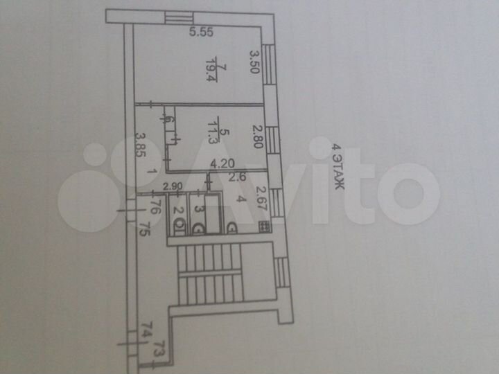 2-к. квартира, 47 м², 4/5 эт.