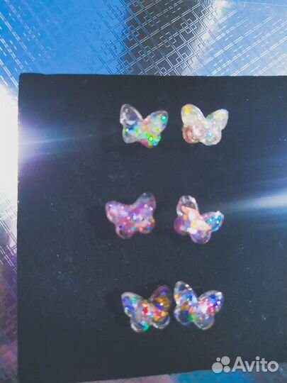 Серьги бабочки ручная работа сверхлебстящие