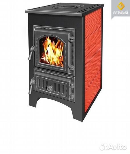 Печь-камин Везувий пк-01(270) с плитой красная 9к