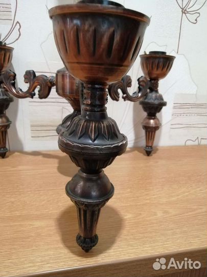 Винтажная люстра СССР металлическая, бронь