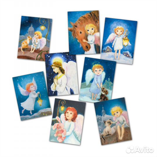 Ангелочки, набор 8 открыток с ангелами