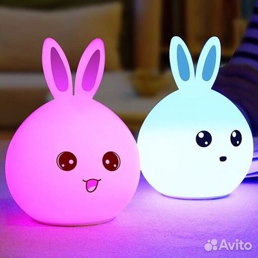 Мягкий силиконовый ночник зайчик