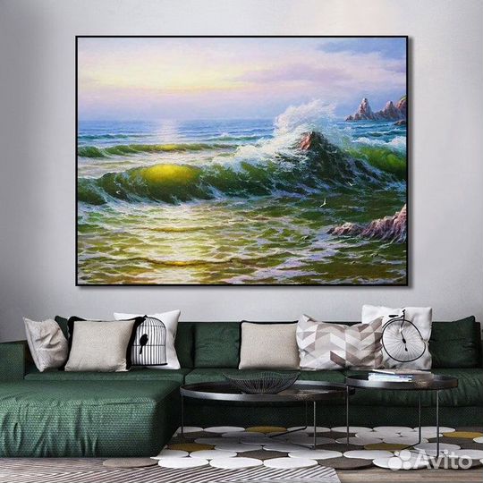 Картина маслом на холсте Море пейзаж Волны