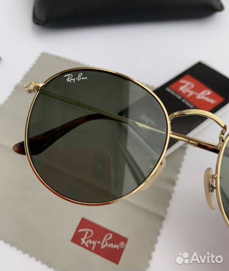 Очки ray ban round metal зеленые