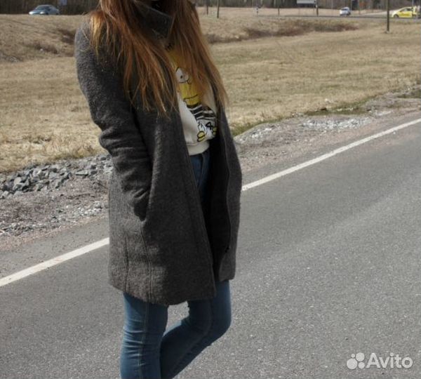 Пальто серое