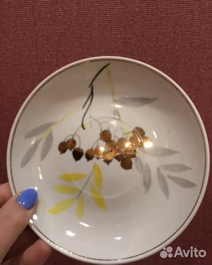 Чайная пара дулево золотая рябина 1950 год