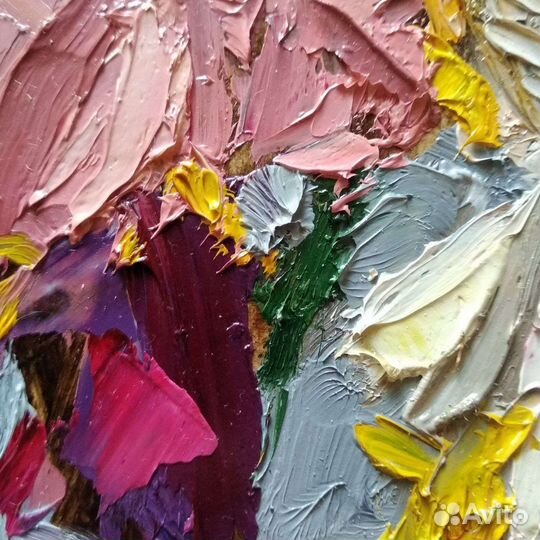 Картина маслом цветы в багете