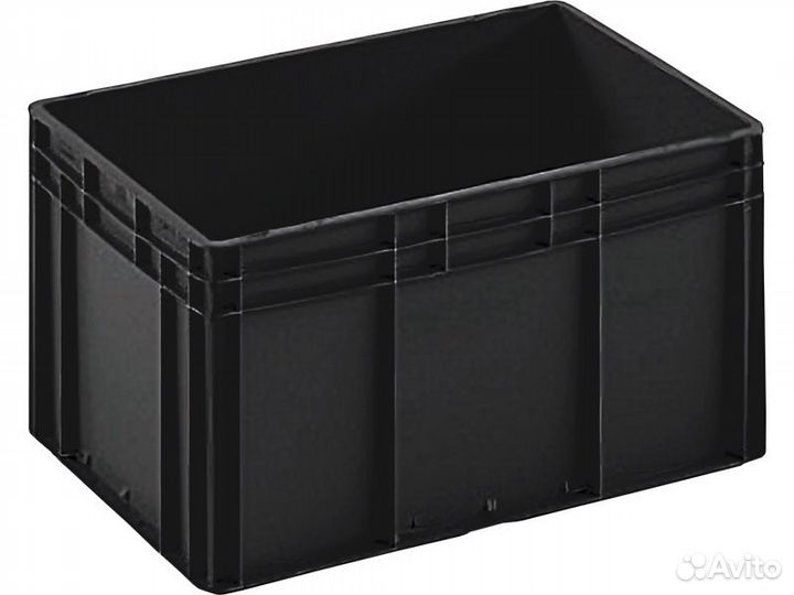 Ящик п/п 600х400х320 сплошной чёрный, гладкое дно