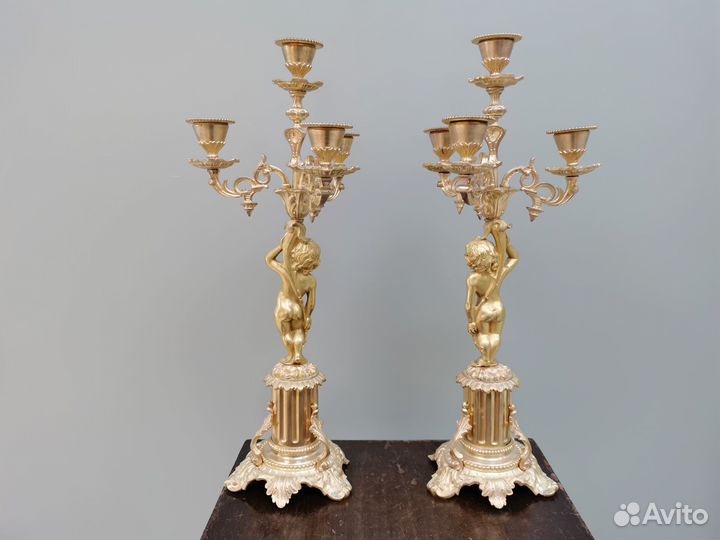 Подсвечники канделябры 19 век бронза золото