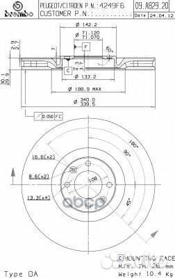 Диск тормозной citroen: DS4 1.6 THP 200 11, DS