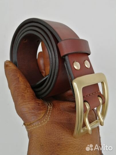Джинсовый ремень кожаный мужской