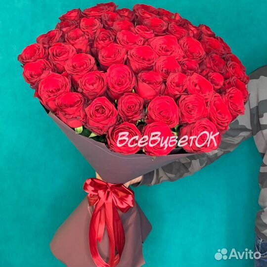 Букет красных роз 60, 70, 80 см Москва