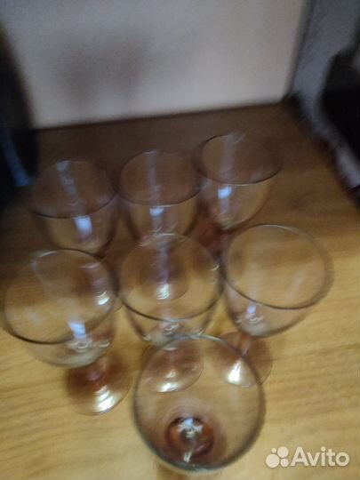 Рюмки на ножке цветное стекло СССР набор