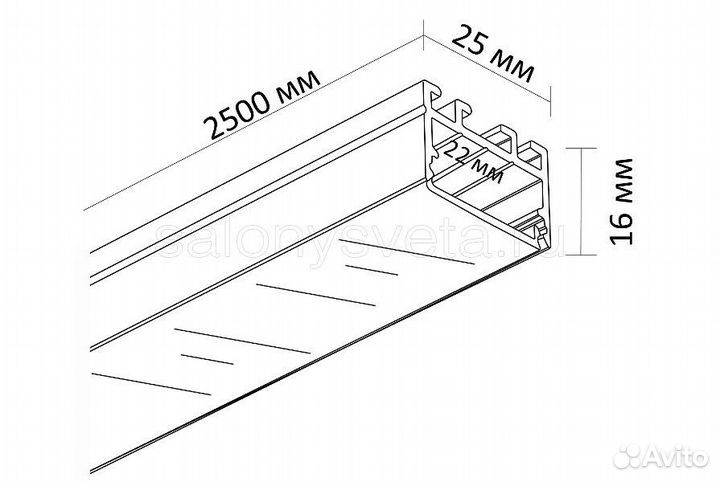 Накладной алюминиевый профиль linear 2516 N