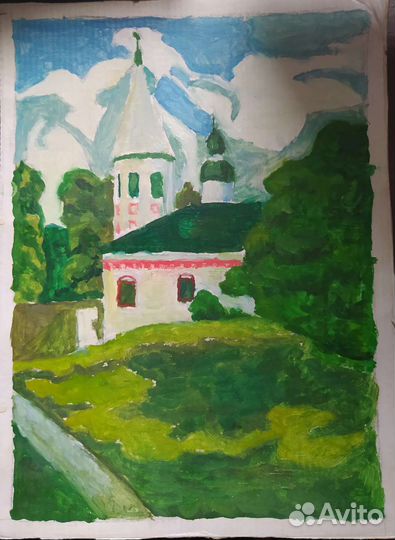 Поделки: Рисунок на ткани, Пейзаж