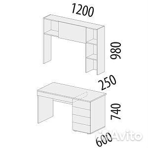 Стол с надстройкой (лев/прав) Николь 60