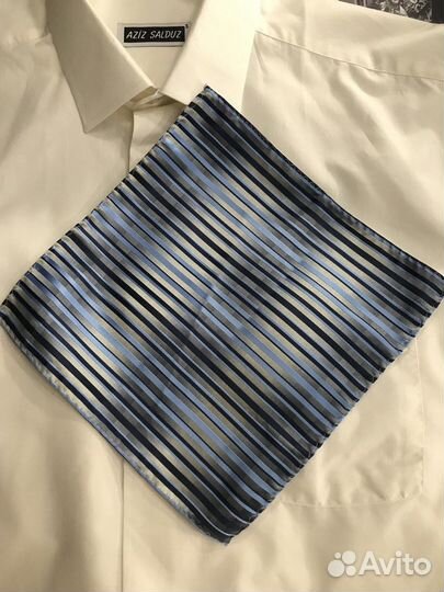 Платок паше шелк перламутр сине-серый