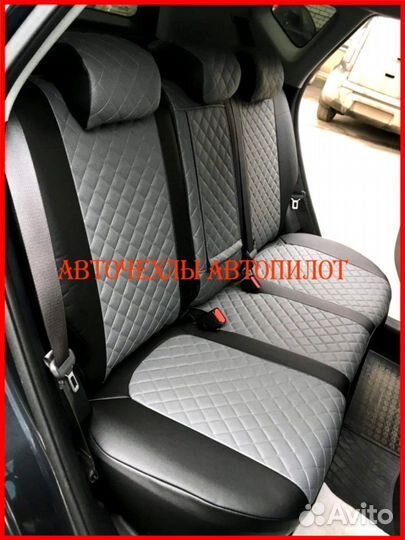 Чехлы Автопилот Kia Soul 3 из экокожи чёрно-серые