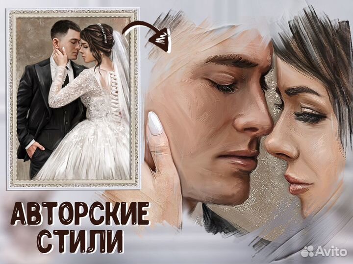 Портрет по фото на холсте на заказ от художника