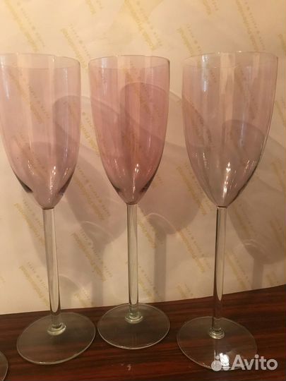Калининские бокалы из розового стекла, 22 см СССР