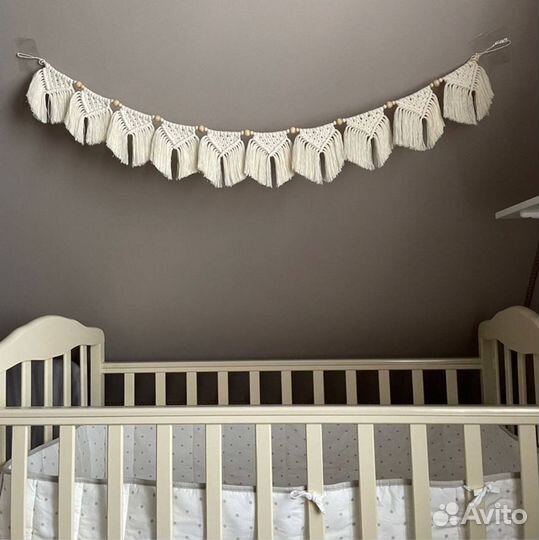 Макраме гирлянда «Флажки» на стену