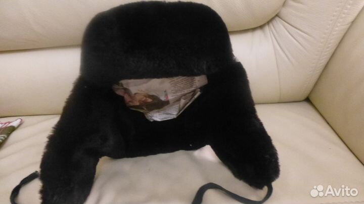 Шапка ушанка кожаная детская