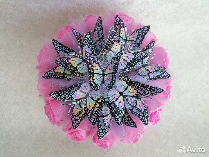 Букет из бабочек и мыльных роз, ночник