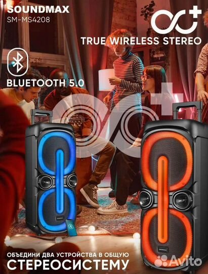 Большая блютуз колонка 1000W + караоке