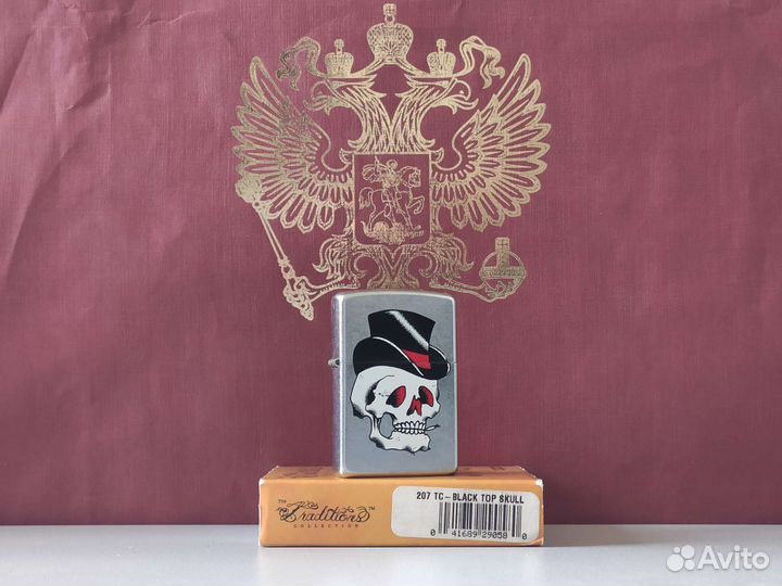 Зажигалка Zippo Black Top Skull 207 TC