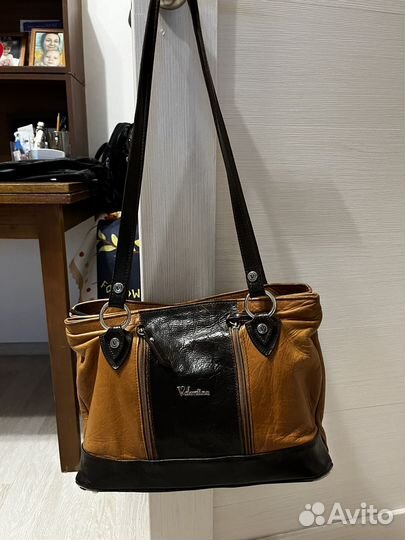 Сумка натуральная кожа италия коричневая