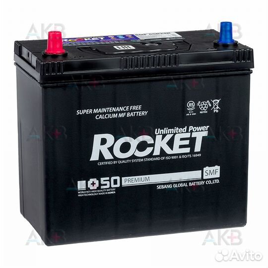 Аккумулятор автомобильный Rocket 65B24R 50Ah 480A