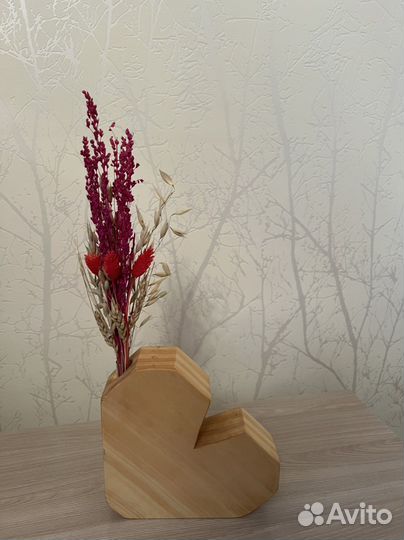 Готовый Подарок - ваза сердце с сухоцветами