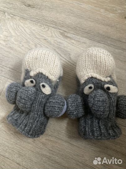 Варежки зимние детские на 3-6 лет