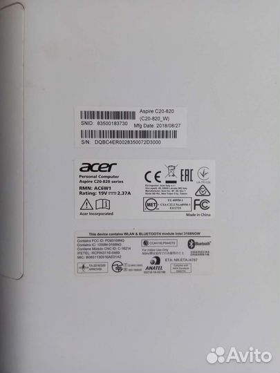 Моноблок Acer aspire c20-820 19.5