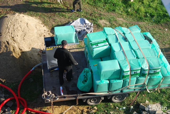 Утепление Эковатой за день потолок скаты стены
