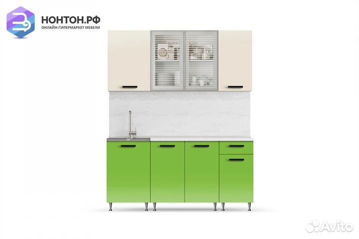 Кухня Рио-1 1.7м бежевый / олива