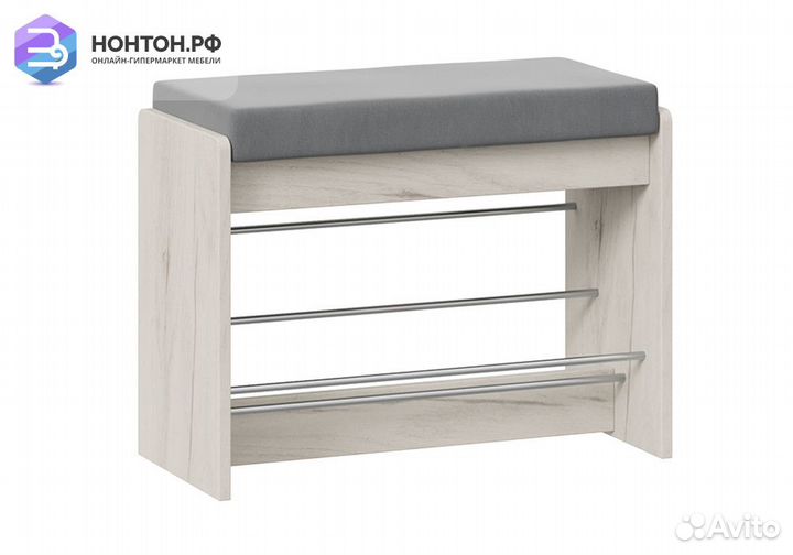 Тумба для обуви Тайм тип 1 дуб крафт белый / велюр