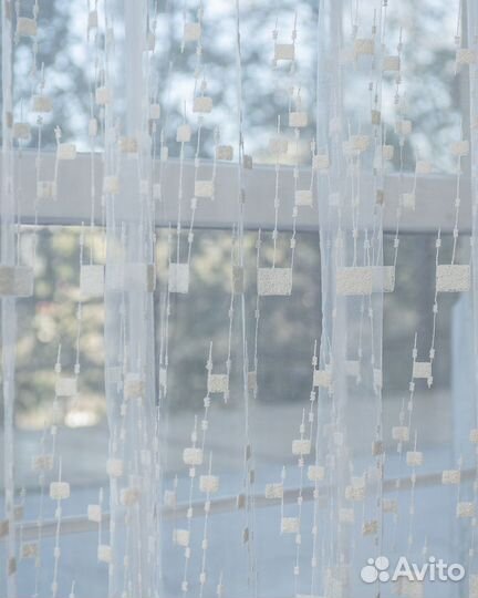 Тюль Мона золото готовый на окна пошив