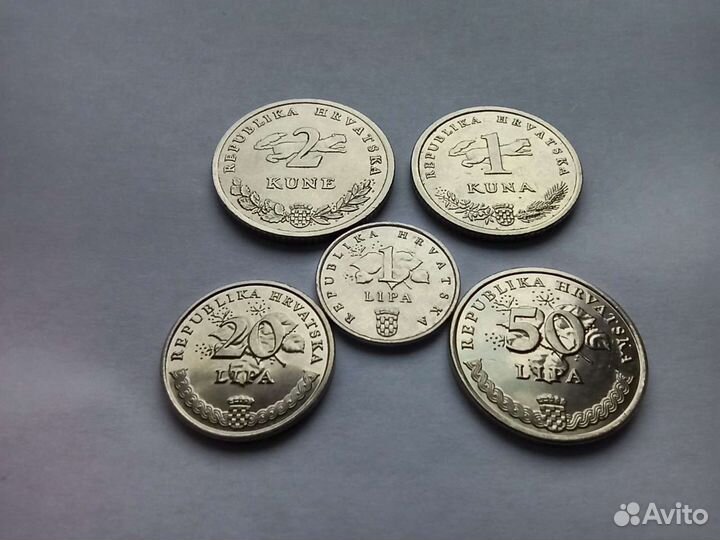 Куны монеты набор 5 штук Хорватия