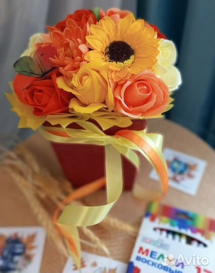 Букет цветы розы пионы из мыла в наличии