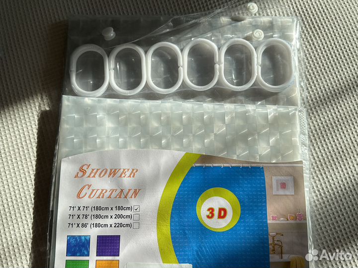 Штора для ванной прозрачная водоотталкивающая 3d
