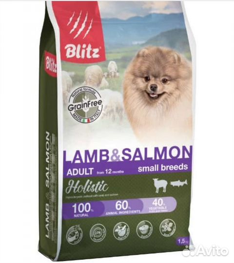 Blitz ягненок И лосось — беззерн. корм для собак
