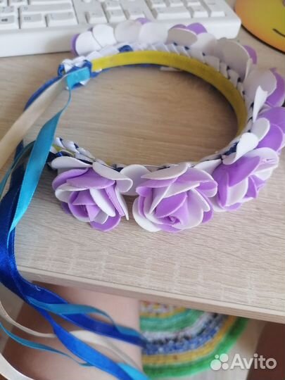 Ободок с цветами(ручной работы)