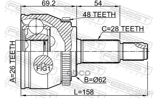 ШРУС наружный к-кт Geely Atlas 16 3510NL32WDA